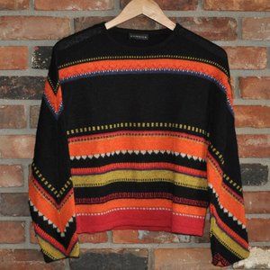 100% Alpaca 111 Tunic Knit Pull-over Sweater Striped Small